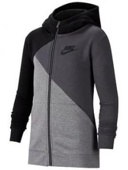 Nike Sportswear Older Boys Core Amplify Full Zip Hoodie, Black/Grey, Size S, 8-10 Years
