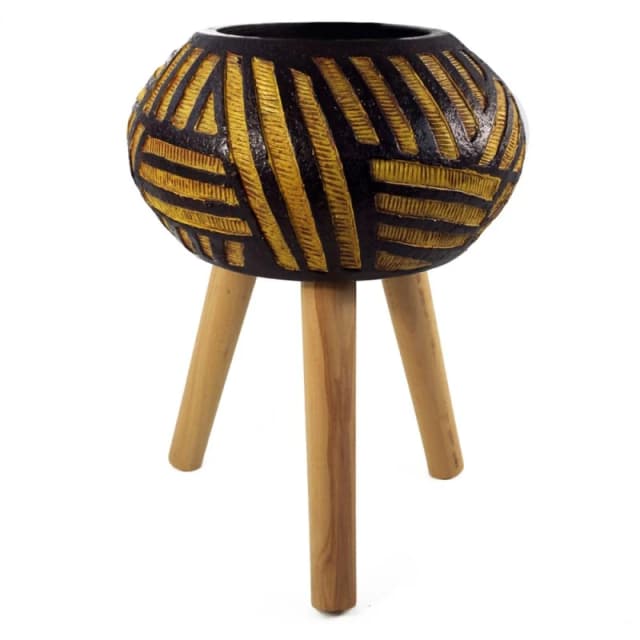 Leaf 45cm x 34cm Bali Composite Oval Large Planter Dark Brown