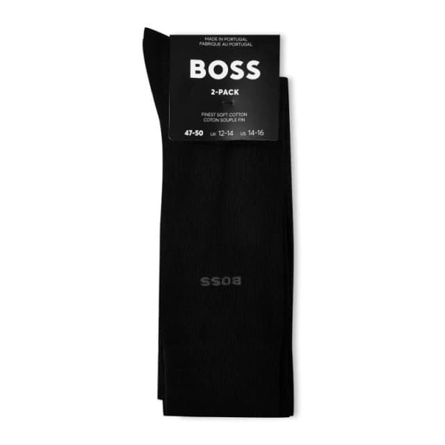 Boss 2 Pack Plain Socks - Black 7 - 11
