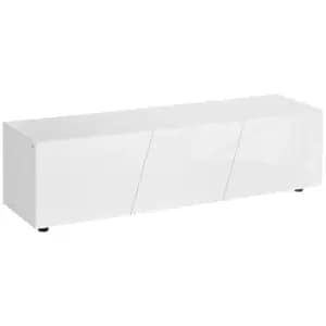 HOMCOM TV Cabinet Stand for TVs up to 70", High Gloss Doors TV Unit with 3 Cupboards, Storage Shelves and 2 Cable Holes for Living Room, White