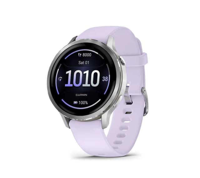 Garmin Venu 4 Smartwatch - Silver with Periwinkle Silicone Band, 41 mm, Silver/Grey,Purple 753759342852