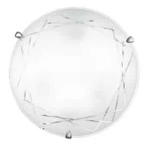 PARADISE 3 Light Patterned Glass Flush Ceiling Light White 40cm