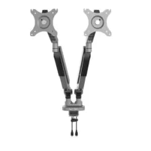 Triton gas lift space-saving double monitor arm - silver
