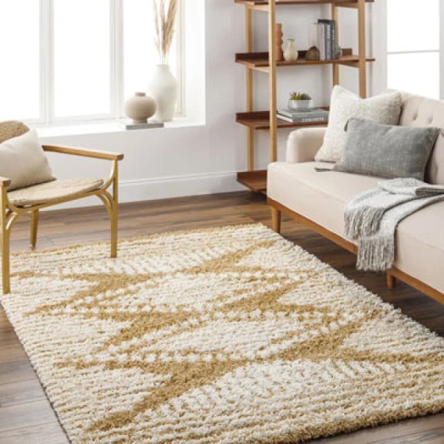 Livabliss Shaggy Modern Plush Pile Camel Nuria Area Rug 130 X 170 Cm - Easy Care, Non Shedding, Ideal For Living Room & Bedroom