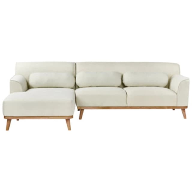 Beliani Corner Sofa 3 Seater Simos Fabric Off-White Right Hand