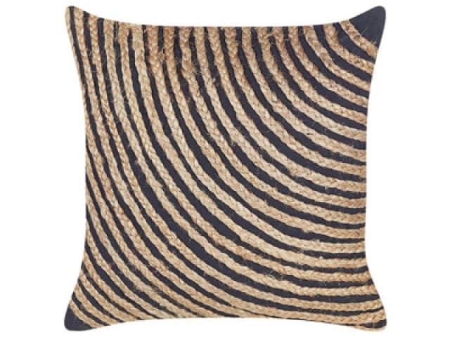 Beliani Throw Cushion Bergenia Jute 45 X 45cm Black Striped