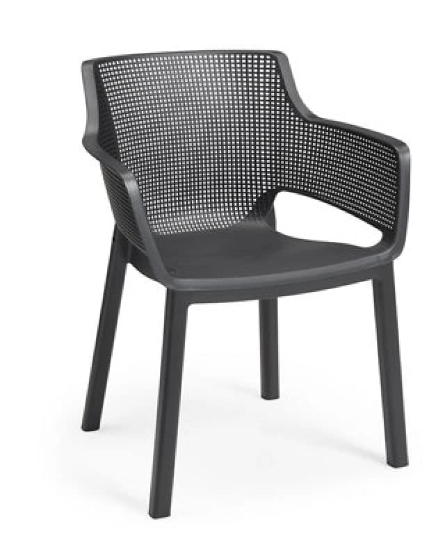 LES TENDANCES Keter Elisa Chairs - 6 Pack Graphite ELISAGRAPHX6