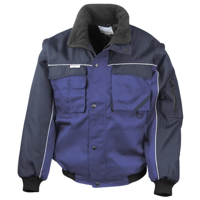 Result Result Men Heavy Duty Zip-off Sleeves Pilot Jacket in Mid Blue Size: large Mid Blue L Male 5063527405562