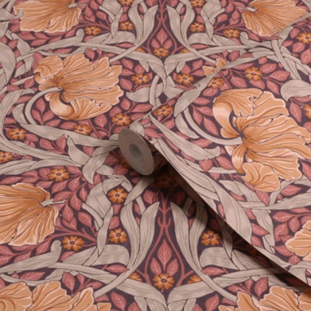 William Morris Gallery Collection Plum Pimpernel Smooth Wallpaper