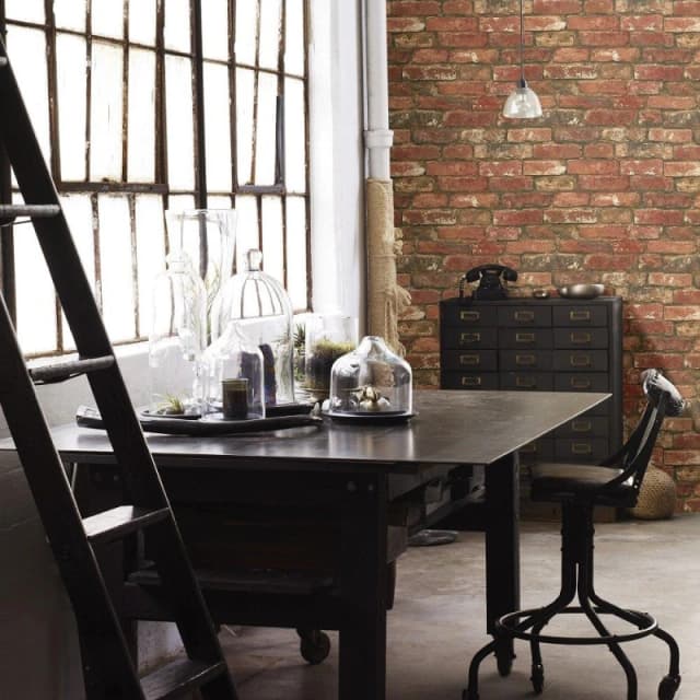 Wall Pops Self Adhesive Wallpaper West End Brick Brown unisex 52CMX5.49M