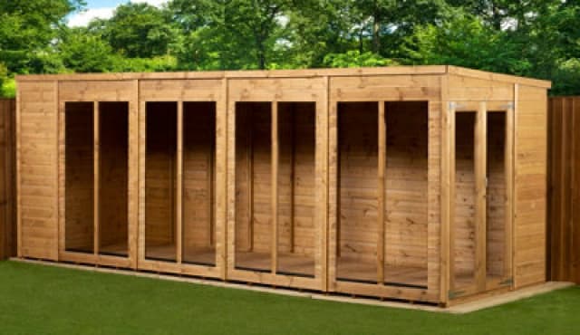 Empire Sheds Empire Pent Summerhouse 18X6 Dipped Treated Tongue And Groove Wooden Garden Shed Double Door (18' X 6' / 18ft X 6ft) (18X6)