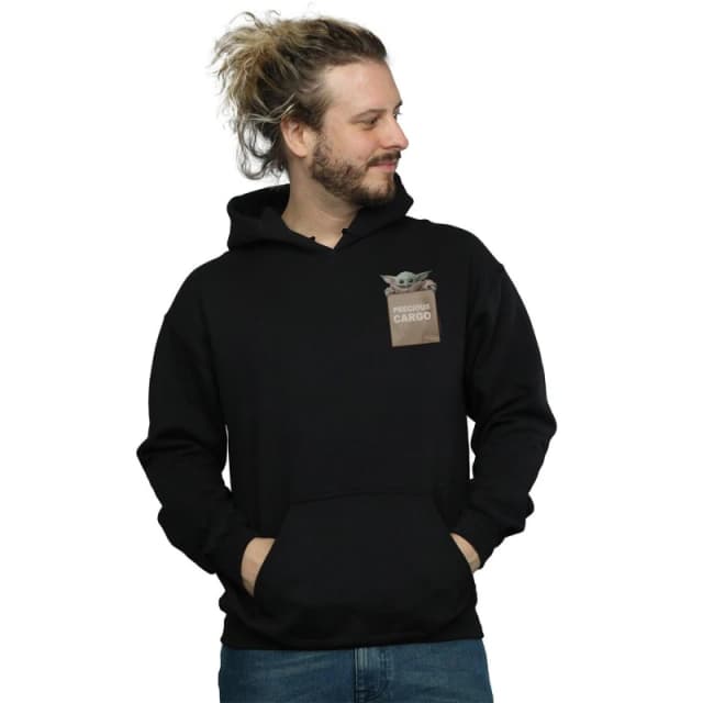 Star Wars Star Wars Men The Mandalorian Precious Cargo Faux Pocket Hoodie in Black Size: Small Black S Male 5059400597356