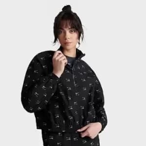 Womens Nike Air Quarter-Zip Mod Crop All-Over Print Woven Top