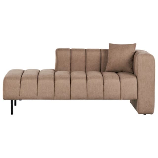 Beliani Right-Hand Chaise Lounge Lannils Fabric Light Brown