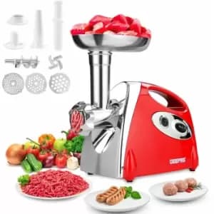Electric Meat Grinder Mincer Sausage Maker Kitchen Mincing Machine Geepas - Red