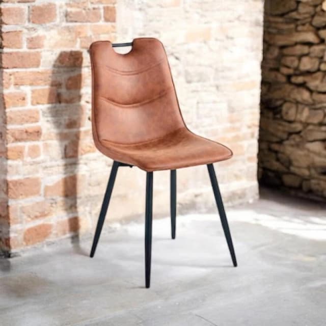 MSL BROWN FAUX LEATHER CHAIR BLACK METAL LEGS