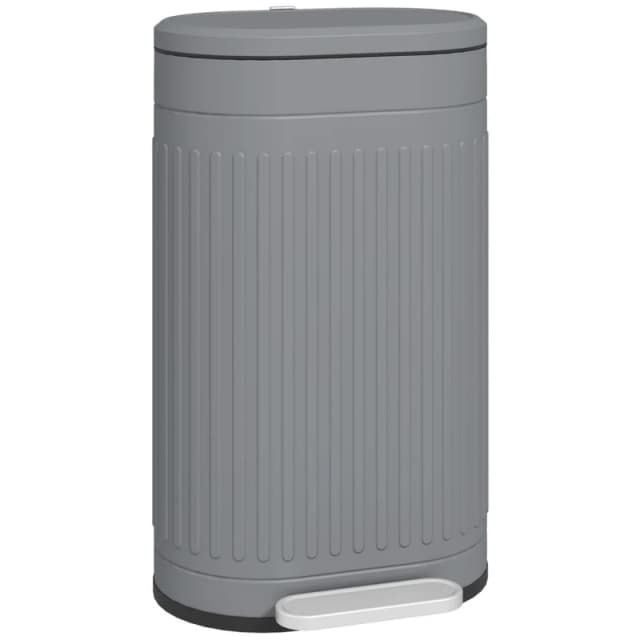 HOMCOM 30L Pedal Bin - Metal Kitchen Bin with Soft-close Lid - Grey TJ Hughes 5056725568993