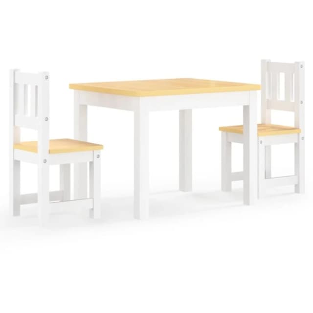 VIDAXL 3 Piece Children Table and Chair Set White and Beige mdf Vidaxl 8720286669501