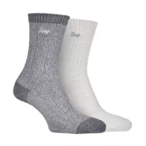 Jeep 2 Pack Super Soft Boot Socks Ladies - Grey