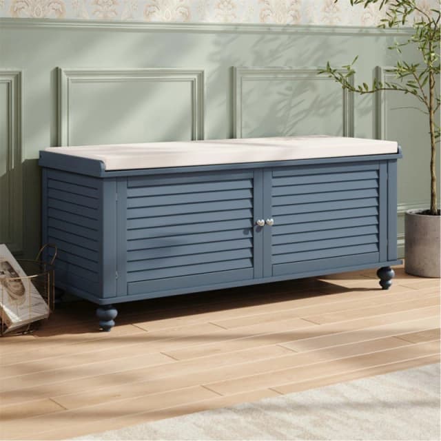 Kabinet UK Wooden Shutter Door Shoe Cabinet Storage Bench Grey unisex One size