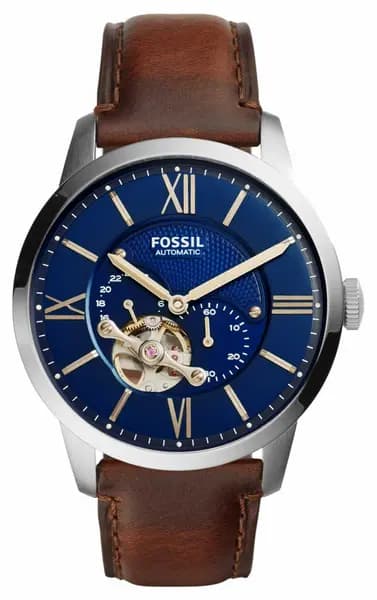 Fossil ME3110 Mens Townsman Automatic Blue Dial Brown Watch