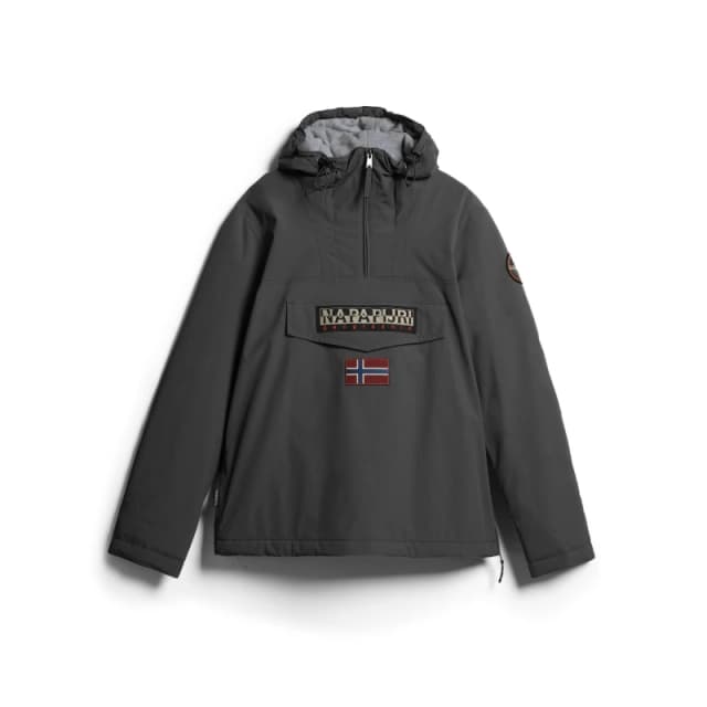 Napapijri Mens Rainforest Water Resistant Hooded Long Sleeve Rain Anorak Dark Grey male XS