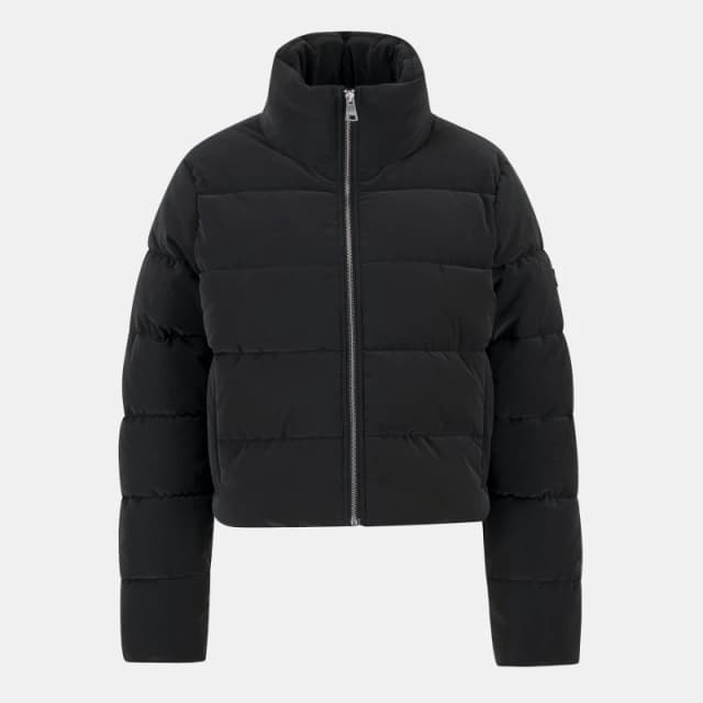 Barbour International Womens Hudson Faux Velvet Long Sleeve Short Puffer Jacket Black female 18 (2XL)