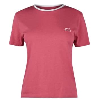 Jack Wills Trinkey Ringer T-Shirt - Berry