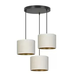 Hilde Black Cluster Pendant Ceiling Light with White Fabric Shades, 3x E27