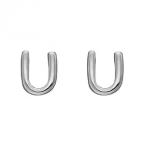 Initial U Sterling Silver Stud Earrings E6038