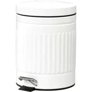 5L Compact Bin Steel Body Inner Bucket Quiet-Close Lid w/ Pedal White - Homcom