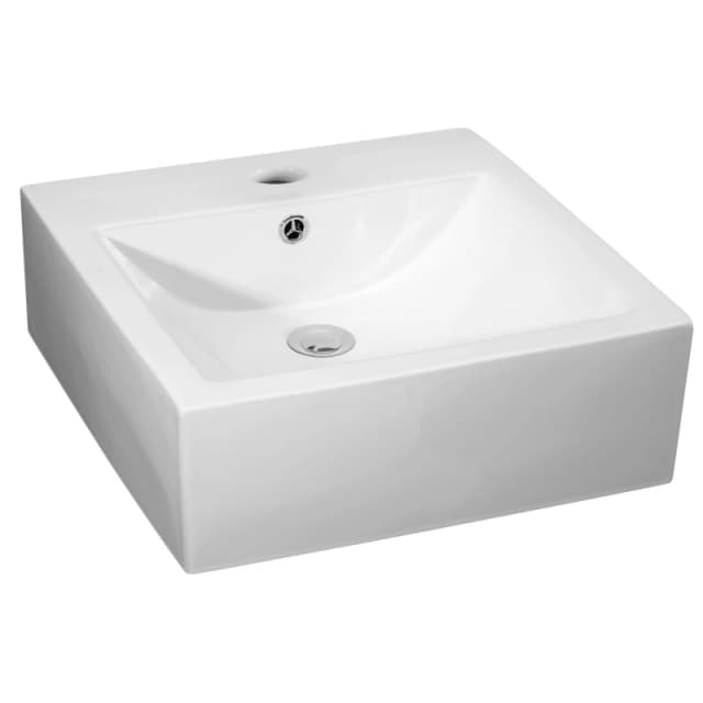 Balterley Square 1 Tap Hole Ceramic Countertop Vessel with Overflow 470mm White