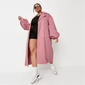 Missguided Balloon Slv Belted Middaxi Trench - Pink
