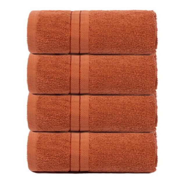 OHS OHS 4 Pack of 100% Cotton Bathroom Hand Towel in Burnt Orange Burnt Orange Hand Towel Unisex 5027434202553