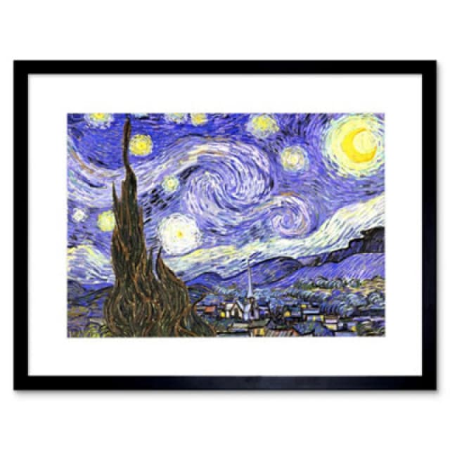Artery8 Vincent Van Gogh Starry Night Old Master Painting 12X16" Framed Wall Art Print
