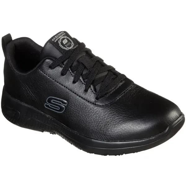 Skechers Womens Marsing Gmina Slip Resistant Leather Shoes UK Size 8 (EU 41) Black SKE1498-BLK-8