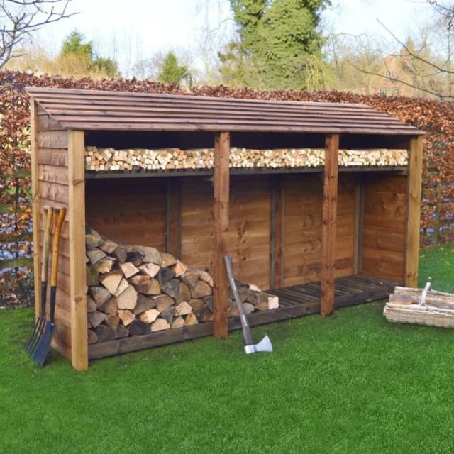 Rutland County Garden Furniture Ltd Empingham 6ft Log Store with Kindling Shelf L80 x W340 x H181cm, Brown Brown Unisex