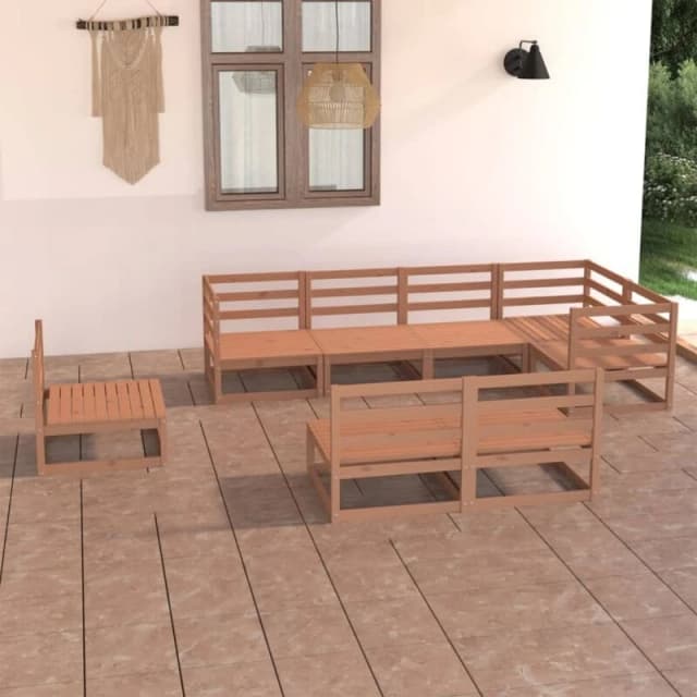 VIDAXL 8 Piece Garden Lounge Set Honey Brown Solid Pinewood vidaXL 8720286467305