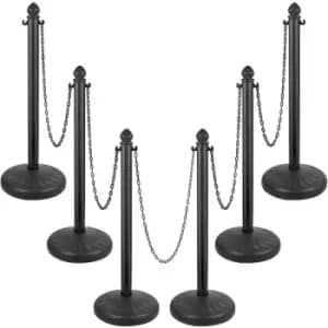 VEVOR Plastic Stanchion, 6pcs Chain Stanchion, Outdoor Stanchion wi 6 x 39" Long Chains, PE Plastic Crowd Control Barrier for Warning Crowd