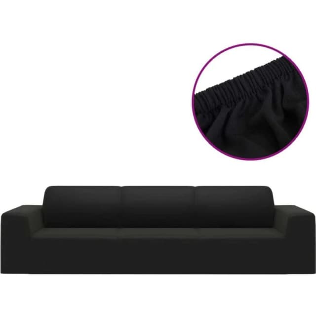 VIDAXL 4-Seater Stretch Couch Slipcover Black Polyester Jersey Vidaxl 8720286491928