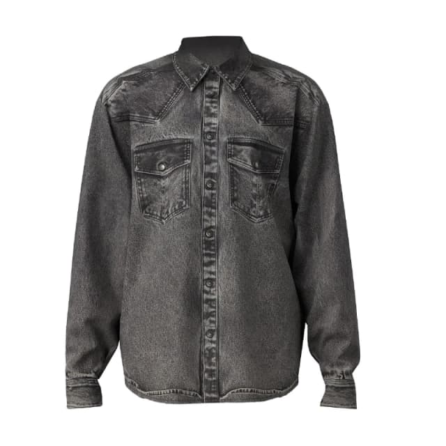 Diesel S-Gils Pocket Denim Effect Shirt Black Grey male S
