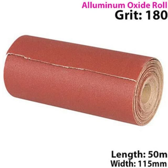 Loops 50m 180 Grit Aluminium Oxide Sand Paper Rolls Long Life Sanding Grinding Sheet Multi