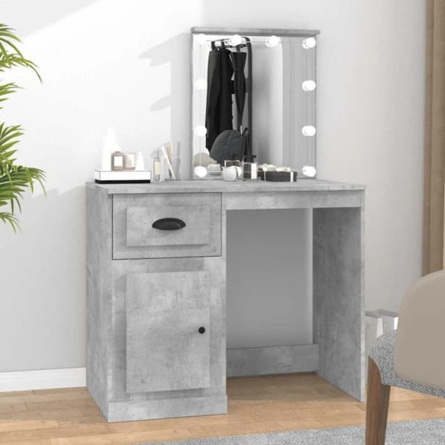 VIDAXL Dressing Table with LED Concrete Grey 90x50x132.5cm Engineered Wood vidaXL 8720845794149