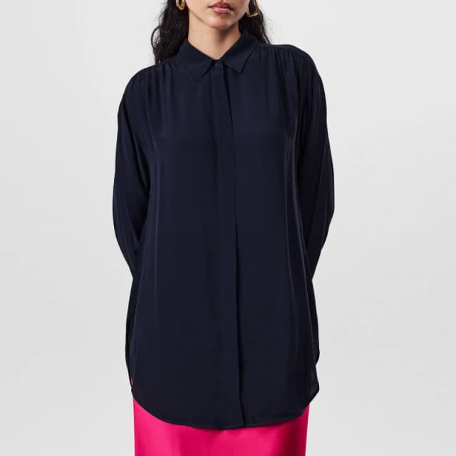 Boss Womens Benika Relaxed Fit Blouse Dark Blue female 6 (XS)