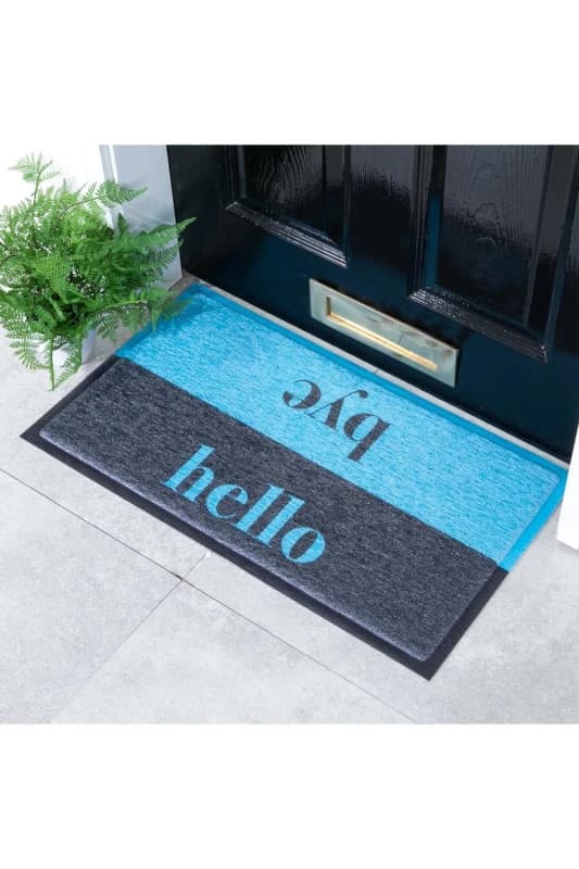 Native Natural Blue Hello Bye Doormat (70 X 40Cm)
