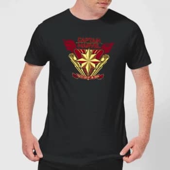 Captain Marvel Protector Of The Skies Mens T-Shirt - Black - 3XL - Black