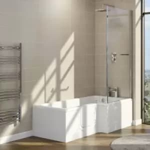 L Shaped Left Hand Walk In Bath & Shower with Screen 1700mm - Yale