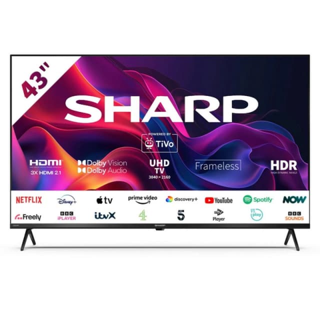 Sharp 4T-C43GK4245KB 43" 4K Ultra HD Frameless Smart TiVo TV 2024