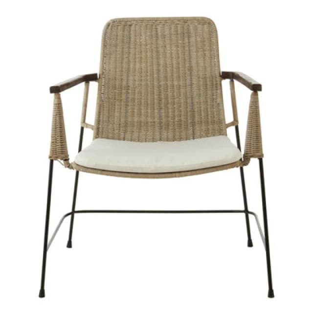 Orsina Traditional Design Natural Rattan Chair, Easy To Clean Outdoor Chair, Arm And Backrest Rattan Arm Chair
