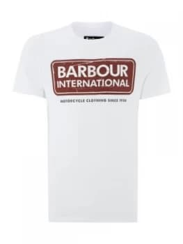 Mens Barbour International logo t shirt White